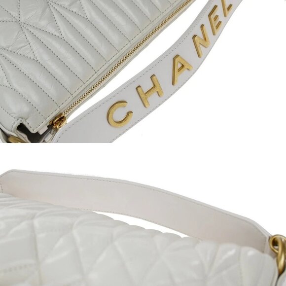 CHANEL CC Logo 2Way Glazed Shoulder Bag Leather White 620RF580 - Picture 8 of 15